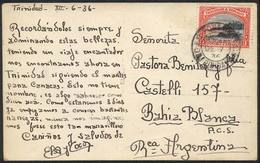 TRINIDAD AND TOBAGO: Postcard (view Of Rio De Janeiro) Franked With 3c. And Sent From Port Of Spain To Argentina On 7/DE - Trinidad Y Tobago