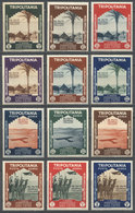 TRIPOLITANIA: Sc.73/78, 1934 Colonial Art (native Houses, Airplanes, Camels), Cmpl. Set Of 12 Values, Mint Lightly Hinge - Tripolitaine