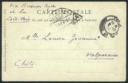 TUNISIA: "Postcard (view Of Le Bardo) Sent To Valparaiso (Chile) WITHOUT POSTAGE On 17/AU/1903, With Arrival Mark Of 6/J - Tunisia