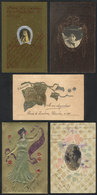 WORLDWIDE: ARTISTIC: 10 Old Spectacular Special PCs, With Unusual Materials, Embossed, Velvet, Wood, Fabric, Etc., Gener - Football