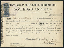 URUGUAY: "Receipt For The Payment Of Part Of A Share Of ""Anónima Extracción De Tesoros Submarinos"" (a Company That Ext - Uruguay