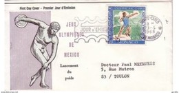 FDC Monaco  1968 YT 736 J.O. De Mexico Lancement Du Poids - Zomer 1968: Mexico-City