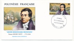 POLYNESIE FRANCAISE - 3 FDC - Grands Missionnaires Protestants - 7 Décembre 1988 - FDC