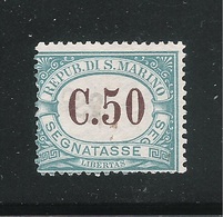 SAN MARINO - SEGNATASSE - 1897: Valore Usato Da 50 C. Verde Con Valore In Bruno - In Buone Condizioni. - Segnatasse