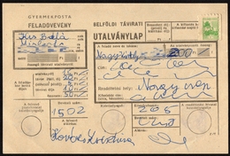 Post Office - CHILDREN POST OFFICE / Telegraph Telegram MONEY Order FORM - Inland / HUNGARY 1960's - Parcel Post - Pacchi Postali