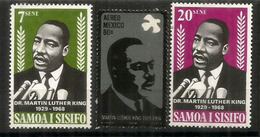 Hommage à Martin Luther King, 3 Timbres Neufs **  Mexique & Samoa - Martin Luther King