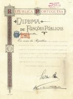 PORTUGAL, Diploma De Funções Públicas, Used, F/VF - Ongebruikt