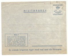 Enveloppe En Franchise Militaire. Suéde - Military