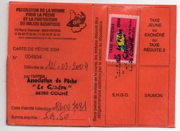 2004--Carte De Pêche Plastifiée Du Département 86 - Vignette Taxe Complète-cachet  COUHE-86 - Autres & Non Classés