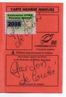 2008--Carte De Pêche Plastifiée Du Département 86 - Vignette Personne Mineure -  COUHE --86 - Other & Unclassified