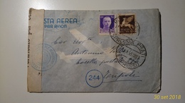 Storia Postale - Busta Con Lettera - 50c + 50c - 1943 - Timbro Censura - Da Roma Prati A Tripoli  -espresso, Posta Aerea - Marcophilia (AirAirplanes)