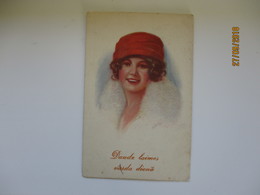 FISHER , ITALIAN EDITION WITH LATVIAN TEXT , BEAUTIFUL WOMAN FEMME  , OLD POSTCARD , 0 - Fisher, Harrison