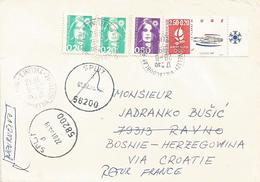 France 1992 Velizy To Ravno Bosnia-Herzegowina Via Split Returned Cover - Militaria