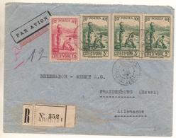 Lettre Recommandée D'Abidjan De 1939 Pour Allemagne Avec 3 X 3F Rapide Camoe Et 1 X 1F75 - Lettres & Documents