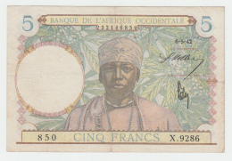 French West Africa 5 Francs 1942 ""F"" Pick 25 - Other - Africa