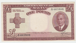 Malta 1 Pound 1949 (1951) VF++  Pick 22 - Malte