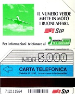 TARJETA TELEFONICA DE ITALIA, AVIONES. NUMERO VERDE AEREO. 31-12-95. 5000L. 2373. (166) - Avions