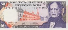 Banknote Venezuela 50 Bolívares - Andrés Bello - Palacio De Las Academias - Central Bank - Coat Of Arms - 1988 - Venezuela