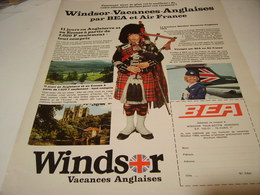 ANCIENNE PUBLICITE EN VACANCE WINDSOR AIR FRANCE BEA 1969 - Werbung