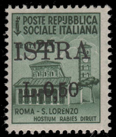 ISTRIA (POLA) - Occupazione Jugoslava  50 C. Su  25 C. Verde (n° 505) - 1945 - Occ. Yougoslave: Istria