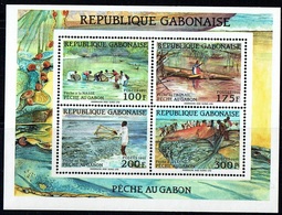 GABON 1991 BLOCK SHEET BLOC MICHEL PECHE AU GABON FISHING FISH FISHES POISSONS POISSON MNH - Gabon (1960-...)