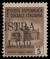 ISTRIA (POLA) - Occupazione Jugoslava  10 C. Su 5 C. Bruno (n° 502) Soprastampa Spostata - 1945 - Occ. Yougoslave: Istria