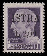 ISTRIA (POLA) - Occupazione Jugoslava  Lire 2 Su Lire 1 Violetto - 1945 - Occ. Yougoslave: Istria