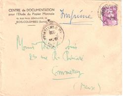 PARIS 118 Rue D'Amsterdam Imprimé 10 F Gandon Lilas Yv 811 Ob 1952 Tarif Imprimé 6 1 1949 2°Echelon - Briefe U. Dokumente