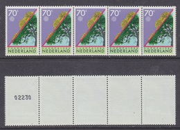 Europa Cept 1986 Netherlands Coil Stamps 1 Strip Of 5 + Nr On Backside  (40789) - 1986
