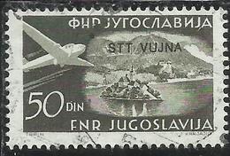 TRIESTE B 1954 POSTA AEREA AIR MAIL ESPERANTO CONGRESS YUGOSLAVIA SOPRASTAMPATO JUGOSLAVIA 50d USATO USED OBLITERE' - Poste Aérienne