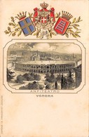 0453 "VERONA - ANFITEATRO" STEMMI IN RILIEVO.  CART  SPED 1900 - Verona