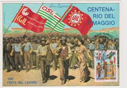 1990 Cartolina Pubblicitaria Celebrativa Del Centenario Della Festa Del Lavoro - Syndicats