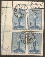 Canada  1947  SG  409 Citizen Fine Used Corner Block Of Four - Other & Unclassified