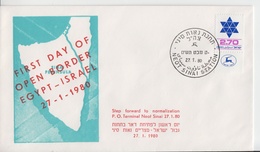 ISRAEL 1980 FIRST DAY OF OPEN BORDER EGYPT NEOT SINAI STATION TZAHAL IDF COVER - Portomarken