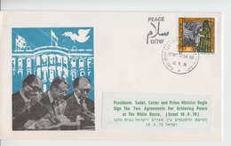 ISRAEL 1978 PRESIDENTS SADAT CARTER AND PRIME MINISTER BEGIN SIGN THE TWO AGREEMENTS FOR PEACE AT WHITE HOUSE COVER - Postage Due