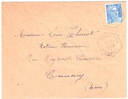 CHAILLON Meuse Lettre Simple 15 F Gandon Bleu Yv 886 Ob 3 10 1953 Agence Postale Hexagone Pointille Lautier F7 - Lettres & Documents