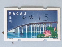 MACAU ATM LABELS, 1999 LOTUS FLOWER BRIDGE ISSUE - ERROR PRINTING - SHORT '1' OF 1.50PATACAS - Automaten