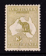 Australia 1913 Kangaroo 3d Olive 1st Watermark MH - - - - Ongebruikt