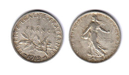 France  1 Franc 1912  1F - 1 Franc