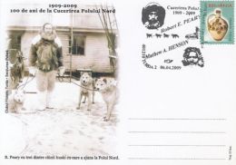 D4- ROBERT PEARY ARCTIC EXPEDITION, DOGS, NORTH POLE, SPECIAL POSTCARD, 2009, ROMANIA - Arctische Expedities