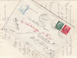 ITALIEN 1931 - 25 + 75 L Mit NACHPORTO Auf Brief (mit Inhalt) Gel.v. Laurana > Wien - Poste Exprèsse