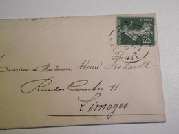 Enveloppe Postée à AIGRE , Charente Pour Limoges, 1893 - 1927-31 Cassa Di Ammortamento