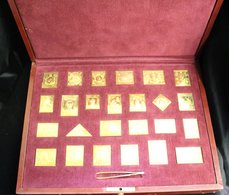 STAMPS OF THE BRITISH EMPIRE Collection Of 25 Stamps Struck In Sterling Silver & Gold Plated Incl. Straits Settlements K - Other & Unclassified