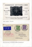 PHILATELIC EXHIBITIONS 1934 APEX Labels (6) + Cards (4), Souvenir Pigeongram (3), Bronze Medal, Catalogue Also 1928 Exhi - Altri & Non Classificati