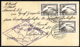 1930 Europe - Pan America Flight Envelope To New York, Franked 4rm (3) Overprinted Zeppelin, Tied Friedrichshafen, Bears - Other & Unclassified