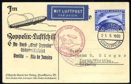 1930 South America Flight Card To Lorch, Franked 2rm, Overprinted Zeppelin, Tied 'Luftschiff Graf Zeppelin' C.d.s. - Other & Unclassified