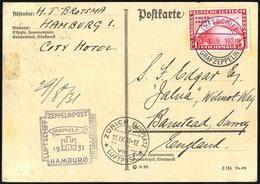 1931 'MORPHILA' Switzerland Flight Card To England, Franked 1rmPolar Flight Zeppelin, Tied Luftschiff Graf Zeppelin C.d. - Otros & Sin Clasificación