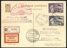 1931 Polar Flight Russian Acceptance Registered Card Franked 30k + 1r Imperf Commems, Cancelled 'Brise-Glace Malyguin' C - Sonstige & Ohne Zuordnung
