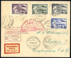 1931 Polar Flight Russian Registered Acceptance Envelope Franked Commemorative Set Of Four (perf), Tied Leningrad D/stam - Autres & Non Classés