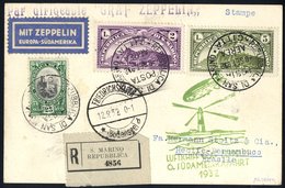 1932 6th South America Flight San Marino Acceptance Card Registered To Pernambuco, Franked 25c + Airs L2 & L5, Bears Gre - Other & Unclassified